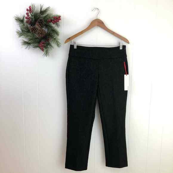 Elle Pants - NEW Elle Holiday Black Embossed Stretchy Dressy Ankle Pants Women's Size 2